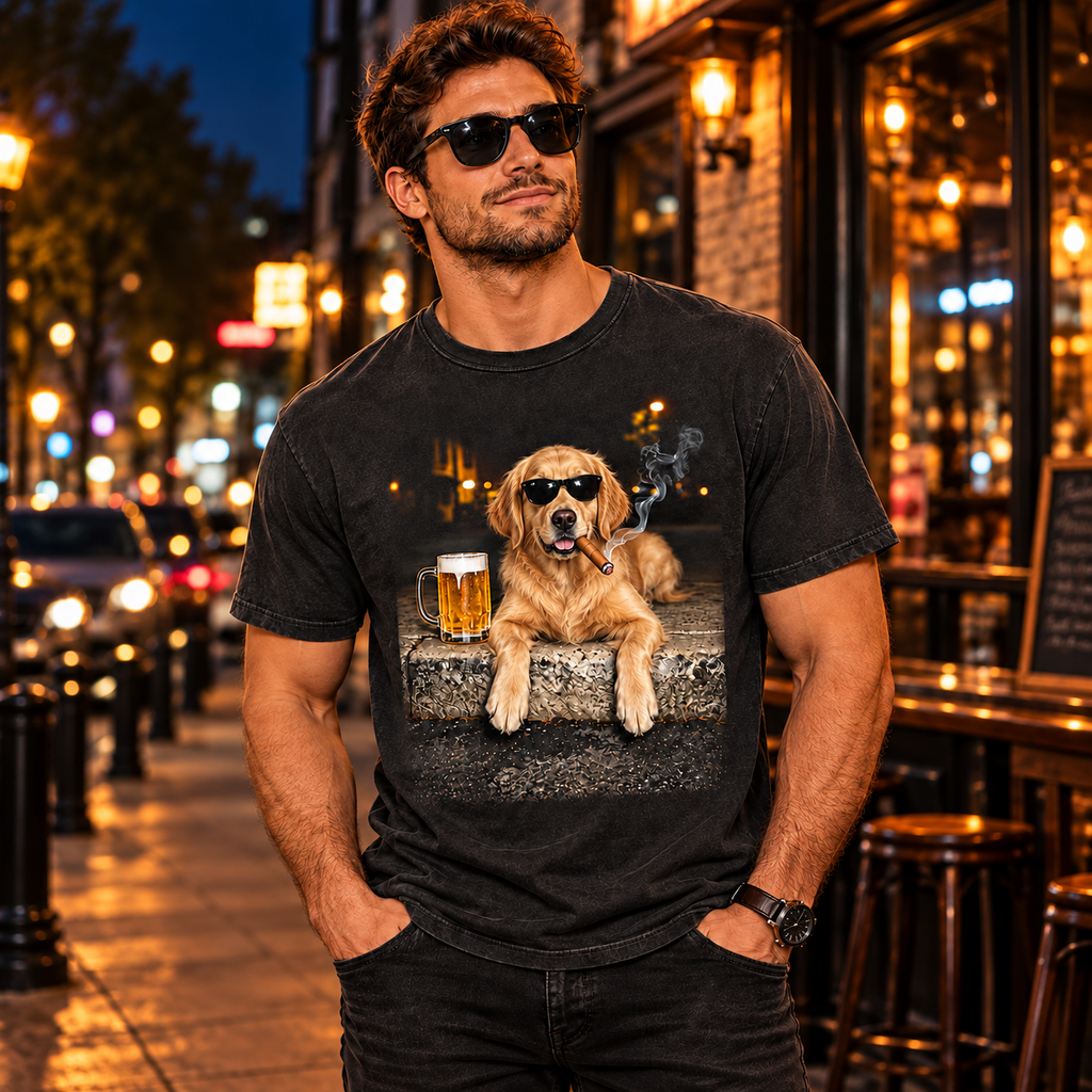 Golden Retriever Beer & Cigar T-Shirt