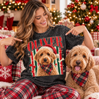 Custom Pet Photo Christmas Shirt, Preppy Striped Dog Portrait Tee