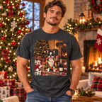 Christmas Boston Terrier Champagne Vintage T-shirt