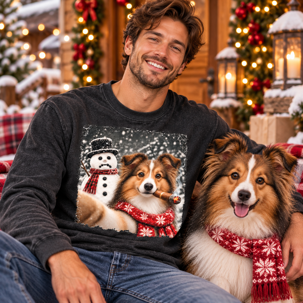 Shetland Sheepdog Christmas Selfie Stole The Snowman’s Nose T-shirt