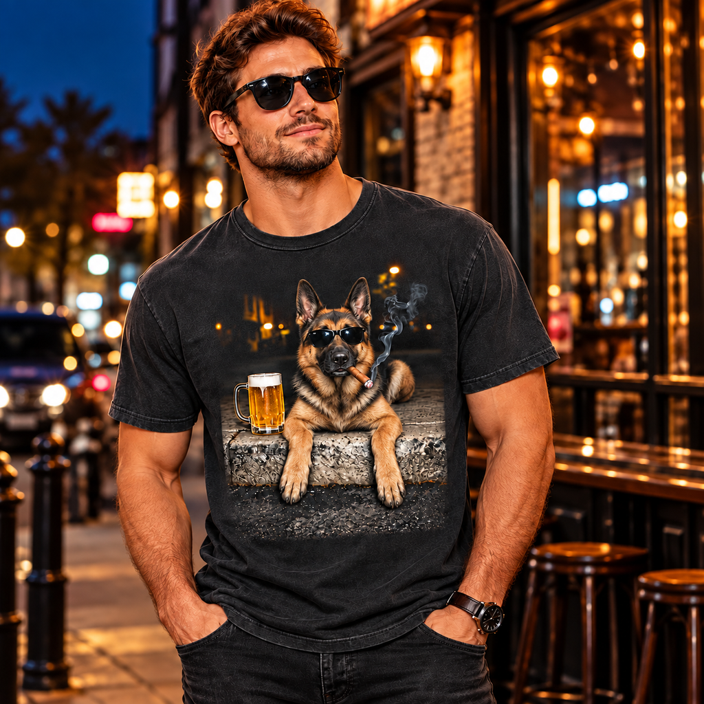 German Shepherd Beer & Cigar T-Shirt