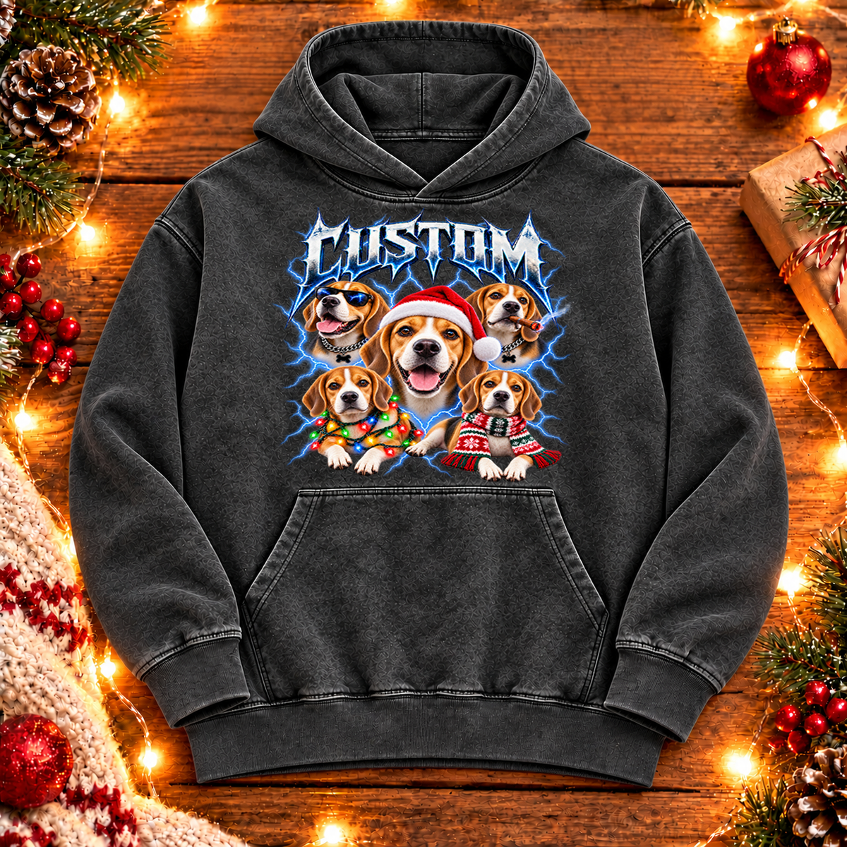 Personalized Beagle Christmas Shirt – Custom Dog Name Holiday Graphic Tee
