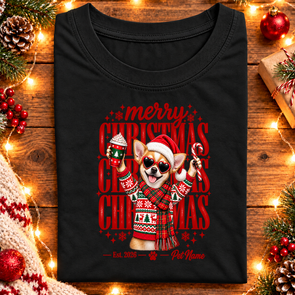 Chihuahua Christmas Shirt – Merry Christmas Chihuahua Lover Holiday Graphic Tee