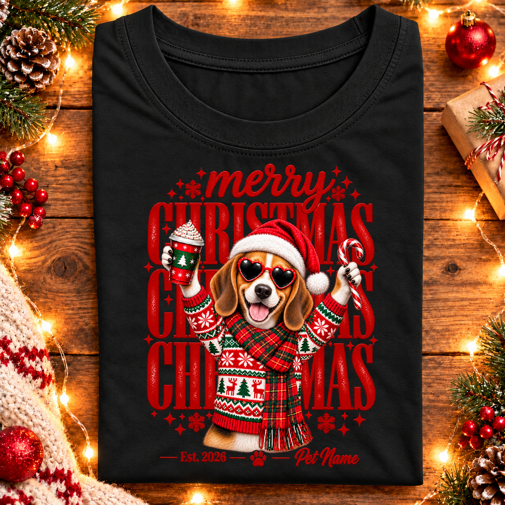 Beagle Christmas Shirt – Merry Christmas Beagle Lover Holiday Graphic Tee