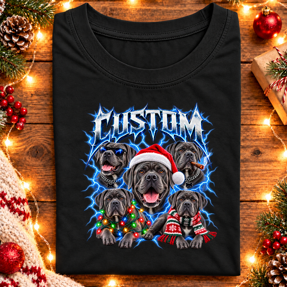 Personalized Cane Corso Christmas Shirt – Custom Dog Name Holiday Graphic Tee