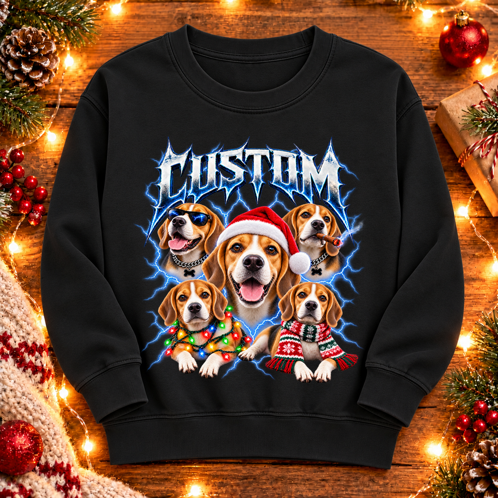 Personalized Beagle Christmas Shirt – Custom Dog Name Holiday Graphic Tee