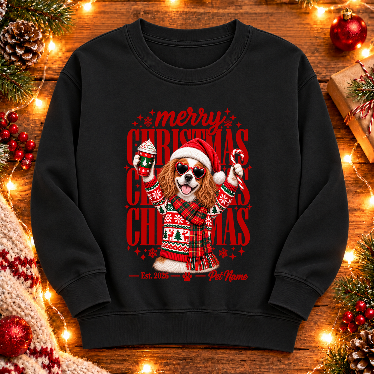 Cavalier King Charles Spaniel Christmas Shirt – Merry Christmas Dog Lover Holiday Graphic Tee