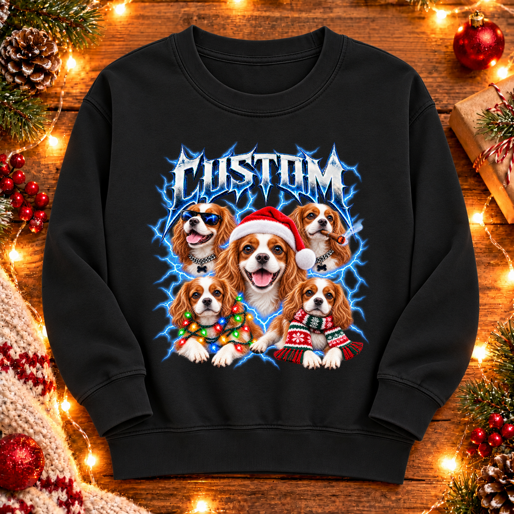 Personalized Cavalier King Charles Spaniel Christmas Shirt – Custom Dog Name Holiday Graphic Tee