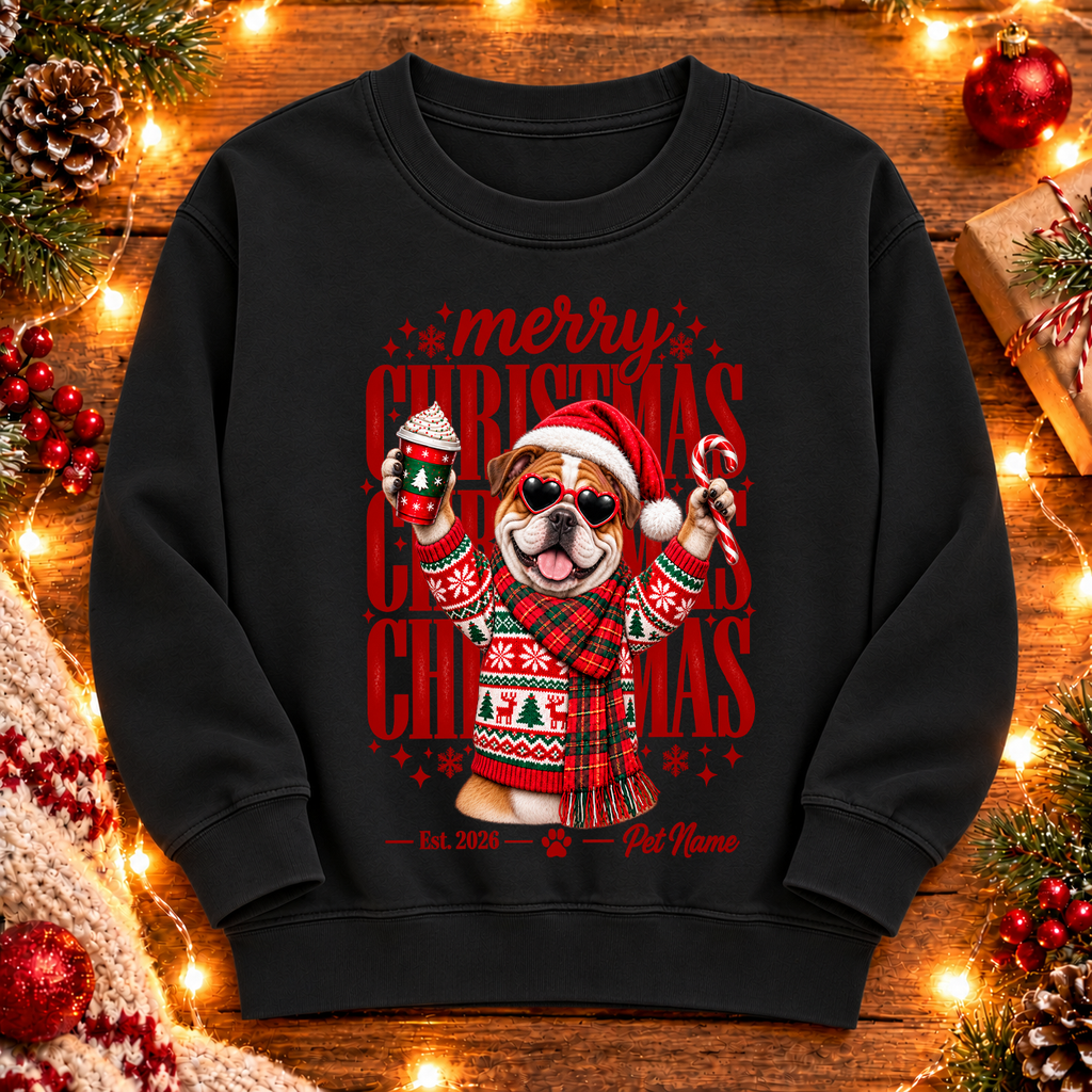 Bulldog Christmas Shirt – Merry Christmas Bulldog Lover Holiday Graphic Tee