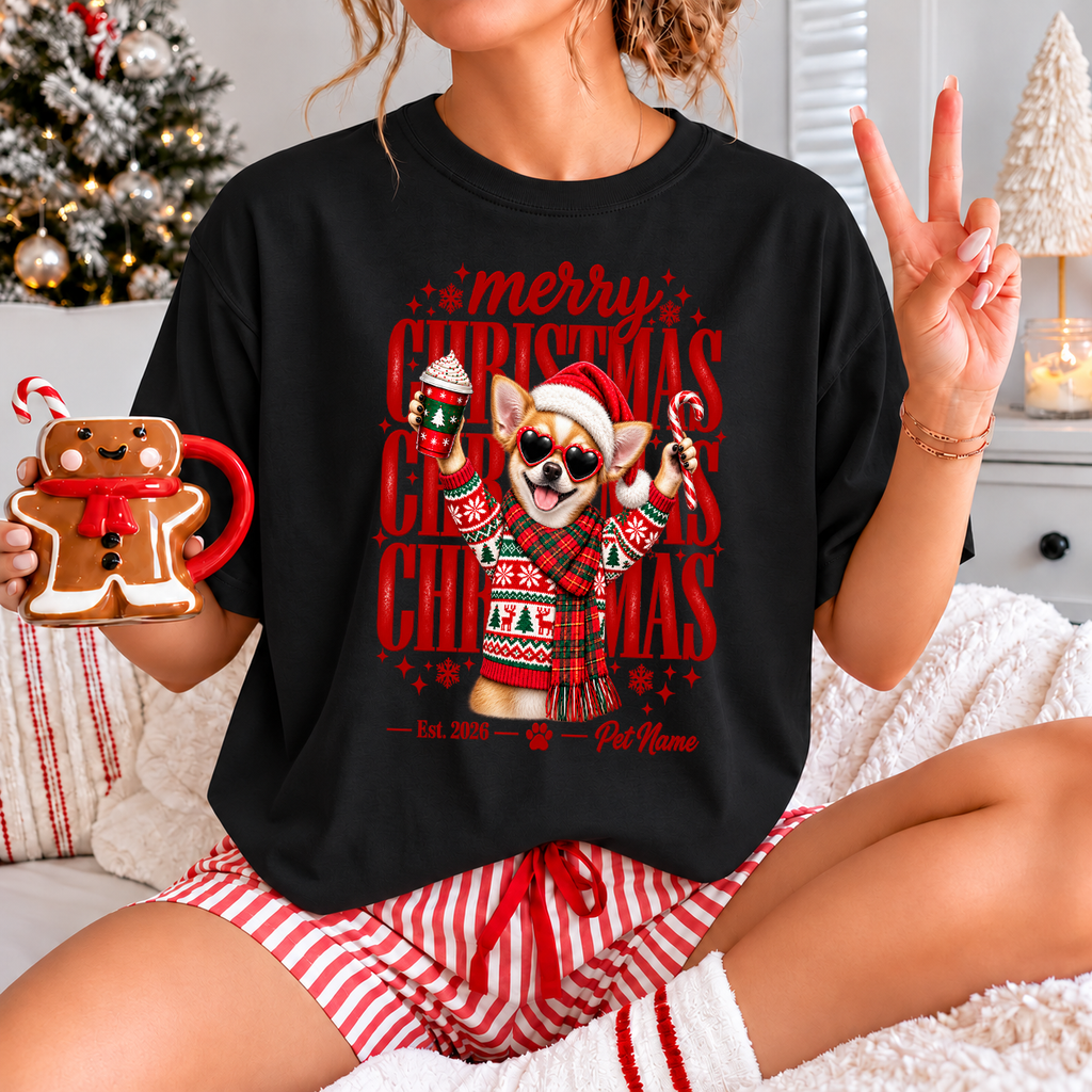Chihuahua Christmas Shirt – Merry Christmas Chihuahua Lover Holiday Graphic Tee