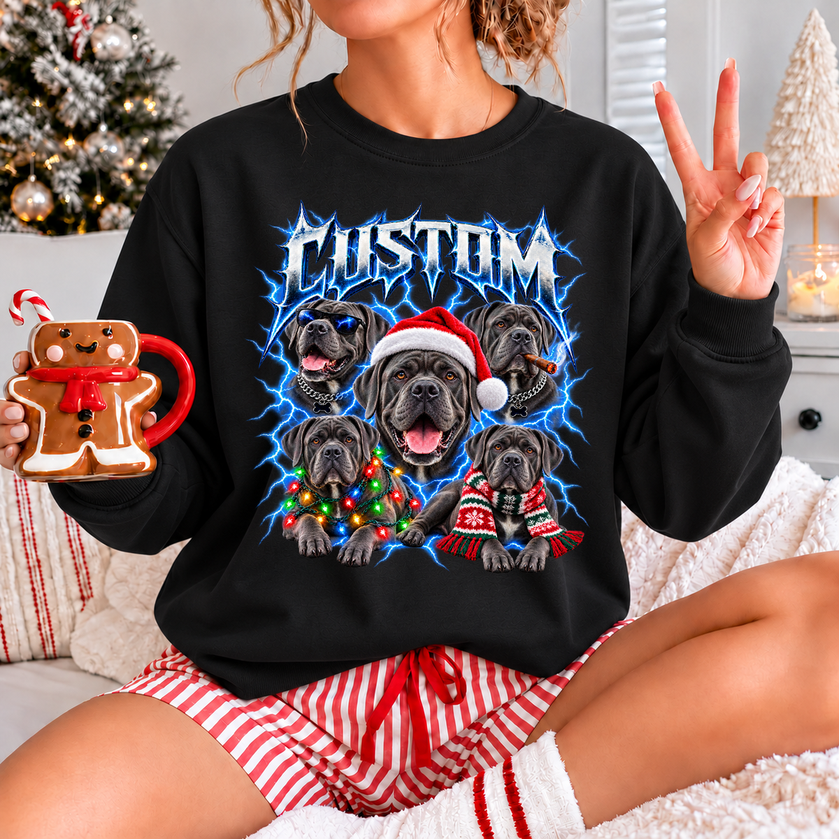 Personalized Cane Corso Christmas Shirt – Custom Dog Name Holiday Graphic Tee
