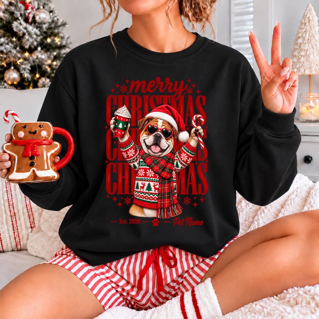 Bulldog Christmas Shirt – Merry Christmas Bulldog Lover Holiday Graphic Tee