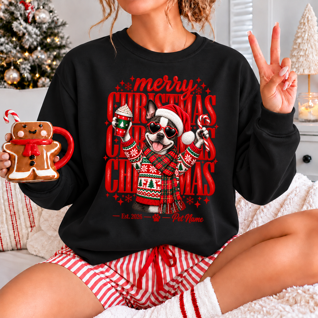Boston Terrier Christmas Shirt – Merry Christmas Boston Terrier Lover Holiday Graphic Tee