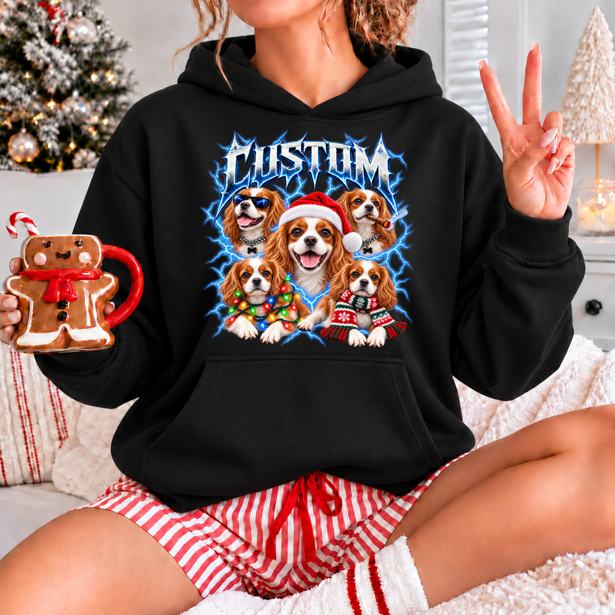 Personalized Cavalier King Charles Spaniel Christmas Shirt – Custom Dog Name Holiday Graphic Tee