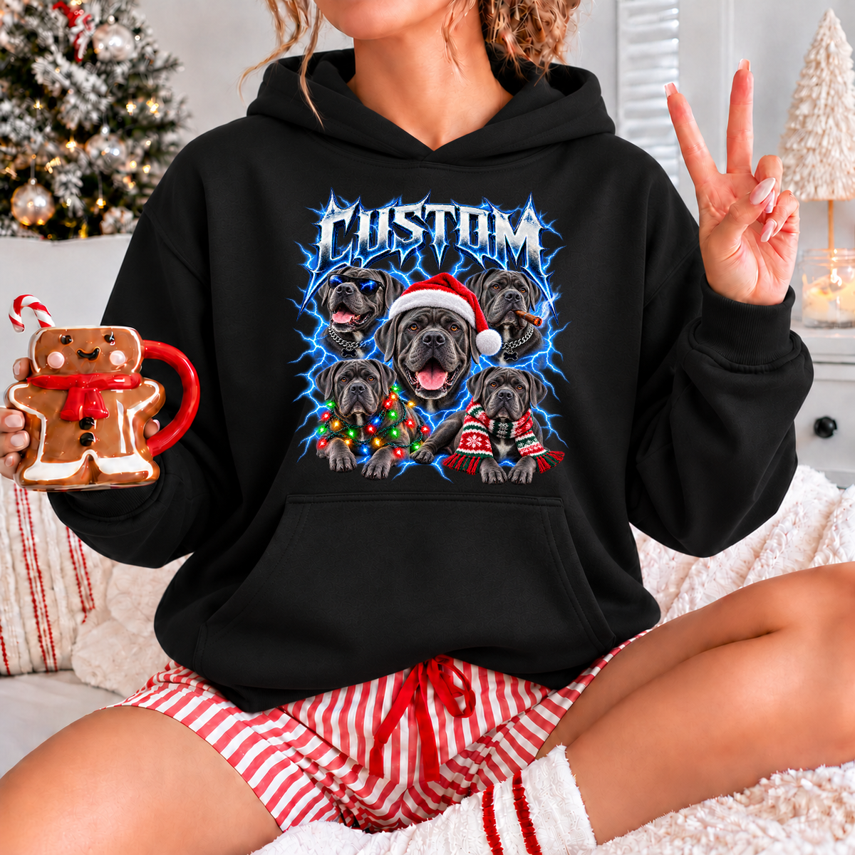 Personalized Cane Corso Christmas Shirt – Custom Dog Name Holiday Graphic Tee