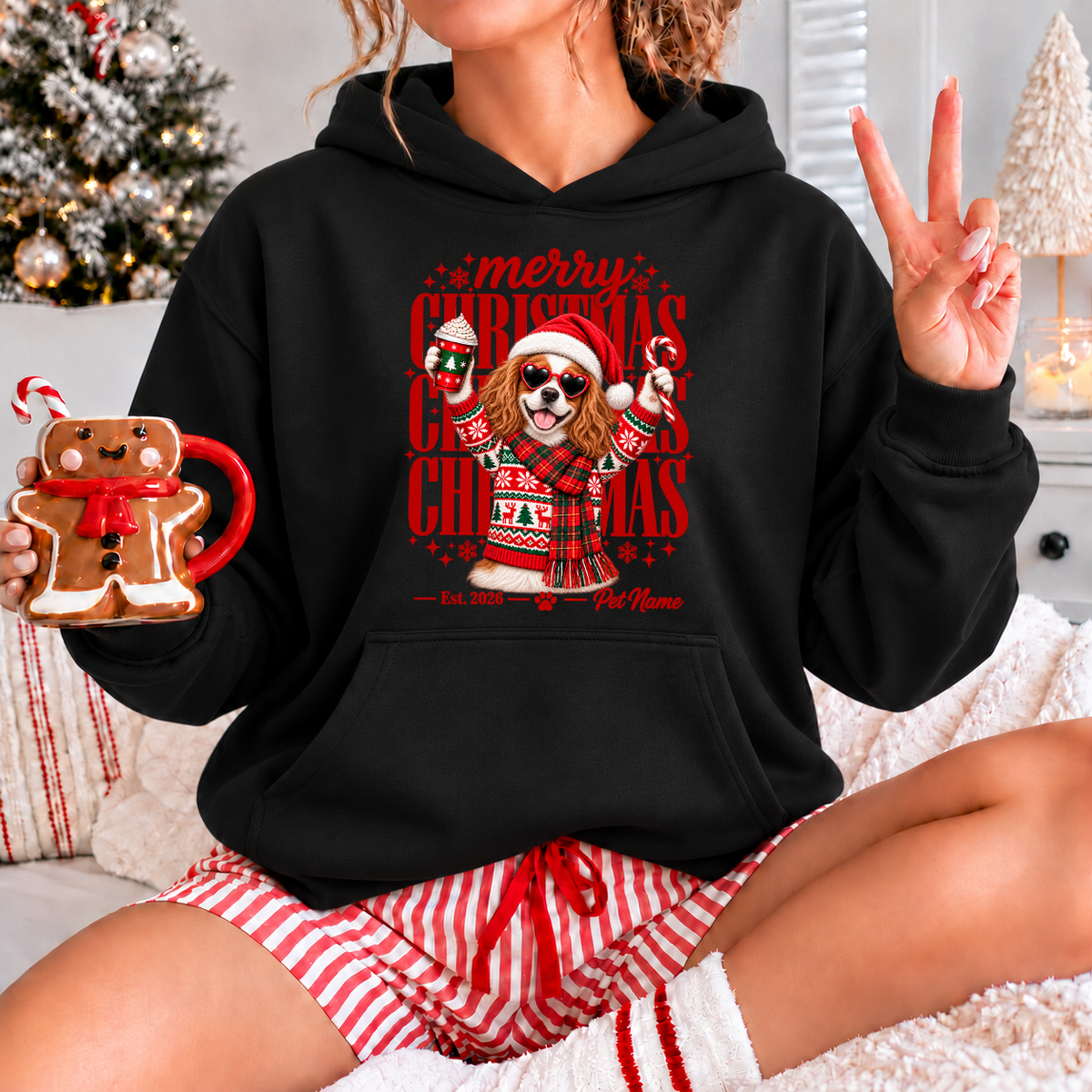 Cavalier King Charles Spaniel Christmas Shirt – Merry Christmas Dog Lover Holiday Graphic Tee
