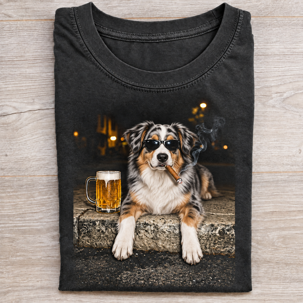 Australian Shepherd Beer & Cigar T-Shirt