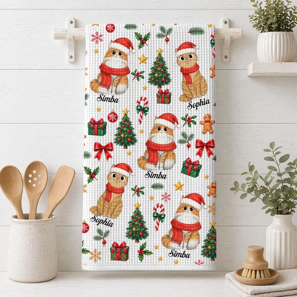 Christmas Cat - Personalized Kitchen Towel