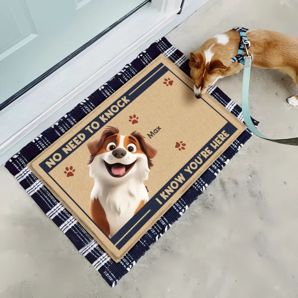No Need To Knock, We Know You're Here - Personalized Doormat, Gift for Dog Owner, Dog Lover Gift