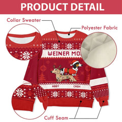 Weiner Dog Mom/Dad Christmas - Personalized Ugly Sweater, Wool Sweater Gift For Dog Lover, Dachshund Shirt