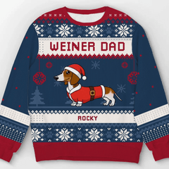 Weiner Dog Mom/Dad Christmas - Personalized Ugly Sweater, Wool Sweater Gift For Dog Lover, Dachshund Shirt