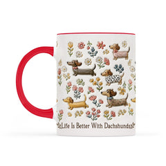 Life Is Better With Dachshunds - Personalized Accent Mug, Gift For Dachshund Lovers, Gift For Dog Lovers