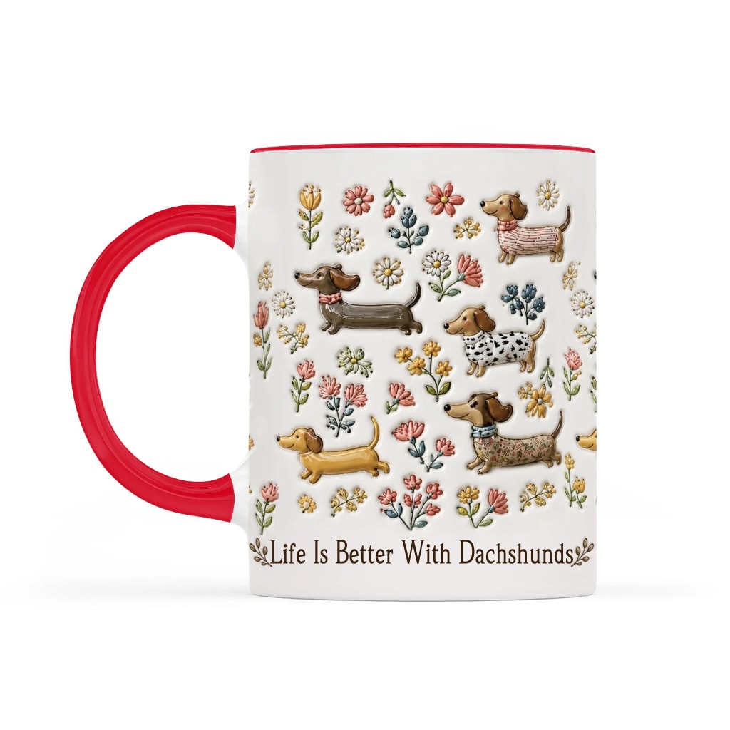 Life Is Better With Dachshunds - Personalized Accent Mug, Gift For Dachshund Lovers, Gift For Dog Lovers