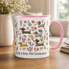 Life Is Better With Dachshunds - Personalized Accent Mug, Gift For Dachshund Lovers, Gift For Dog Lovers