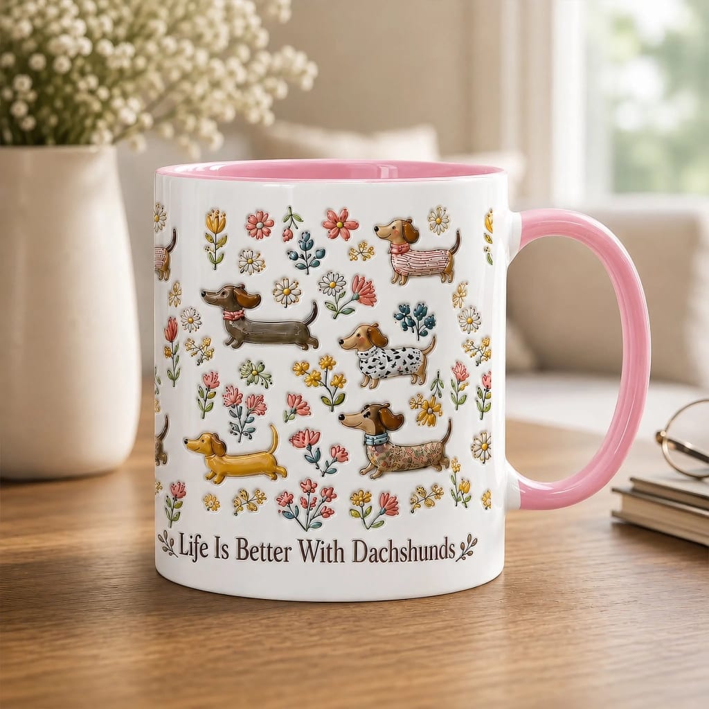Life Is Better With Dachshunds - Personalized Accent Mug, Gift For Dachshund Lovers, Gift For Dog Lovers