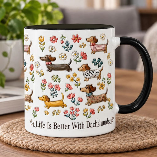 Life Is Better With Dachshunds - Personalized Accent Mug, Gift For Dachshund Lovers, Gift For Dog Lovers