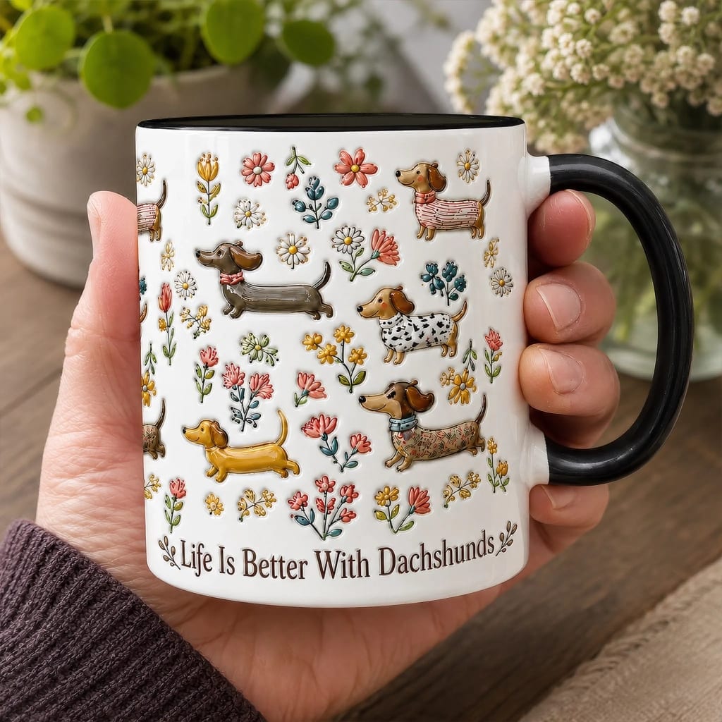Life Is Better With Dachshunds - Personalized Accent Mug, Gift For Dachshund Lovers, Gift For Dog Lovers