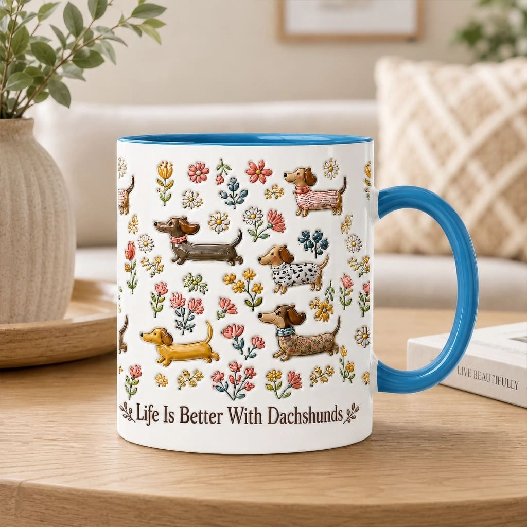 Life Is Better With Dachshunds - Personalized Accent Mug, Gift For Dachshund Lovers, Gift For Dog Lovers