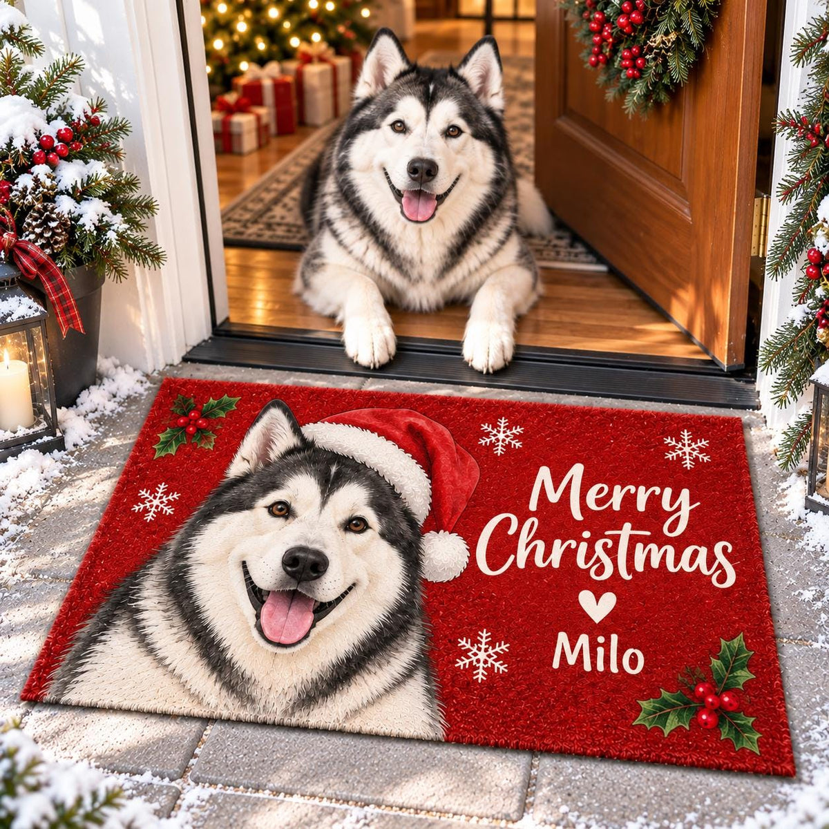 Personalized Christmas Dog Doormat