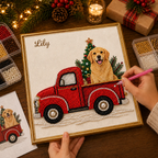 as Holiday Decor Gift for Pet Lovers  Pet Pearl Art DIY Kit – Custom Pet Photo Red Truck Design, Christmas Holiday Decor Gift for Pet Lovers
