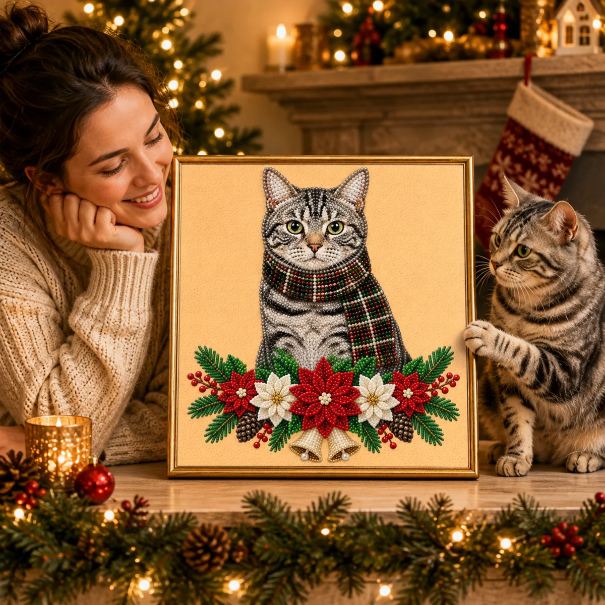 Personalized 3D Pearl Art DIY Kit – Custom Pet Christmas