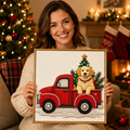 as Holiday Decor Gift for Pet Lovers  Pet Pearl Art DIY Kit – Custom Pet Photo Red Truck Design, Christmas Holiday Decor Gift for Pet Lovers