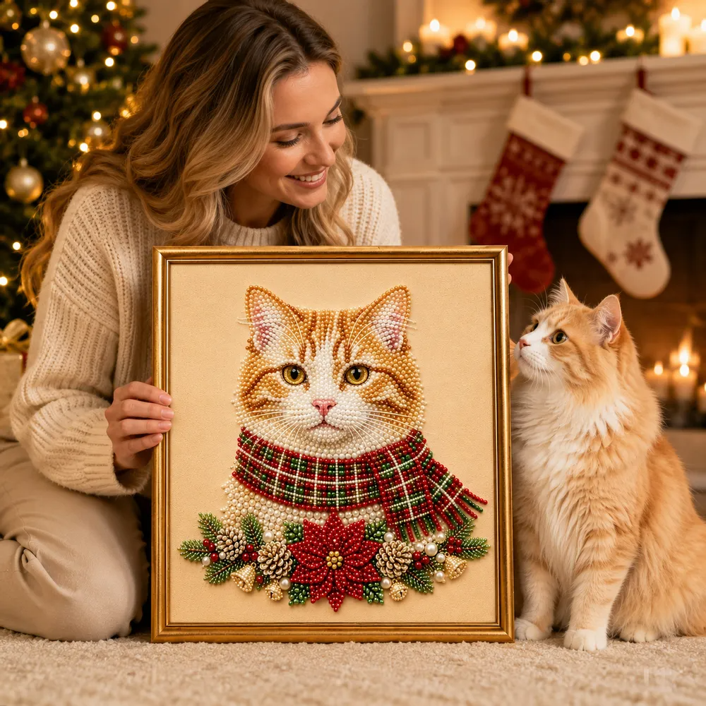 Personalized 3D Pearl Art DIY Kit – Custom Pet Christmas