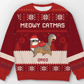 Meowy Catmas Holiday - Personalized Ugly Sweater, Wool Sweatshirt, Gift For Cat Lovers