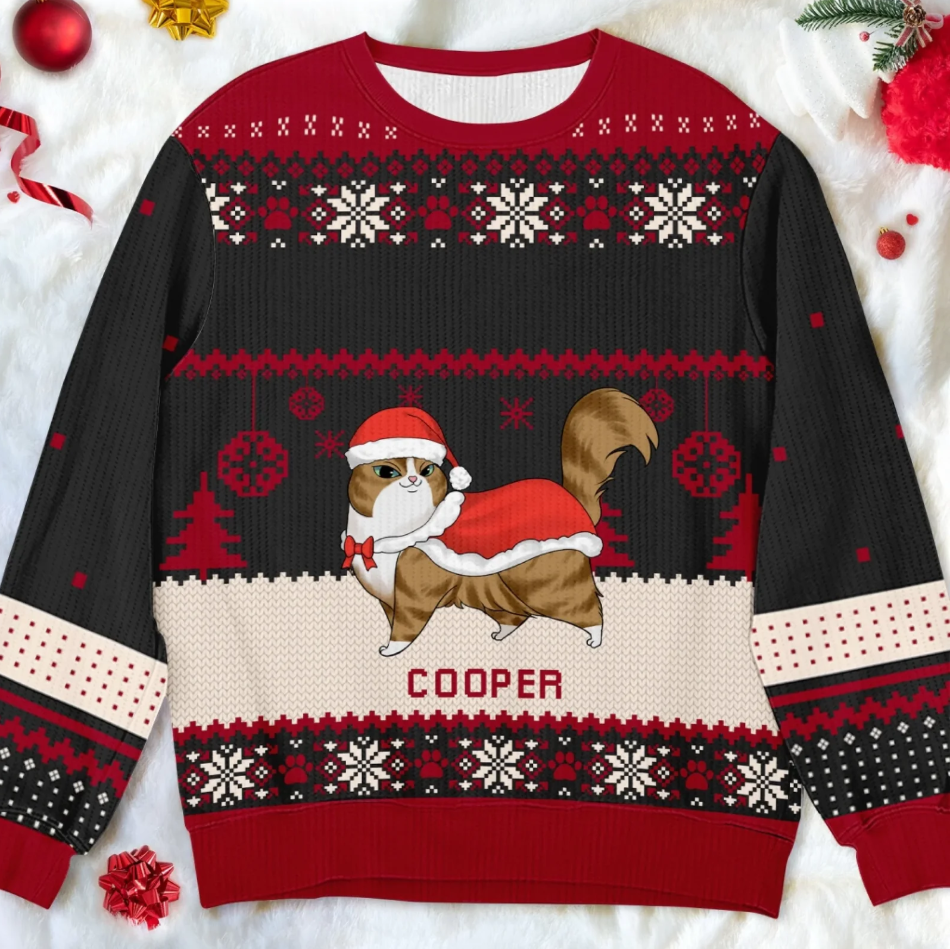 Meowy Catmas Holiday - Personalized Ugly Sweater, Wool Sweatshirt, Gift For Cat Lovers