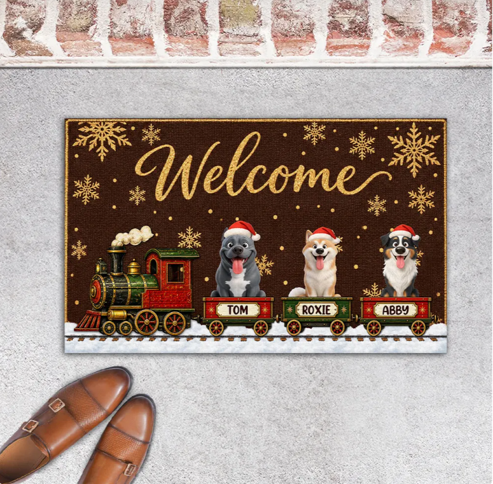 Merry Dogs Welcome - Personalized Doormat