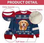 Merry Christmas Ya Filthy Animal Custom Dog Photo - Personalized Wool Sweater, Ugy Sweatshirt All-Over-Print, Christmas Gift For Dog Parents, Dog Lover Gift
