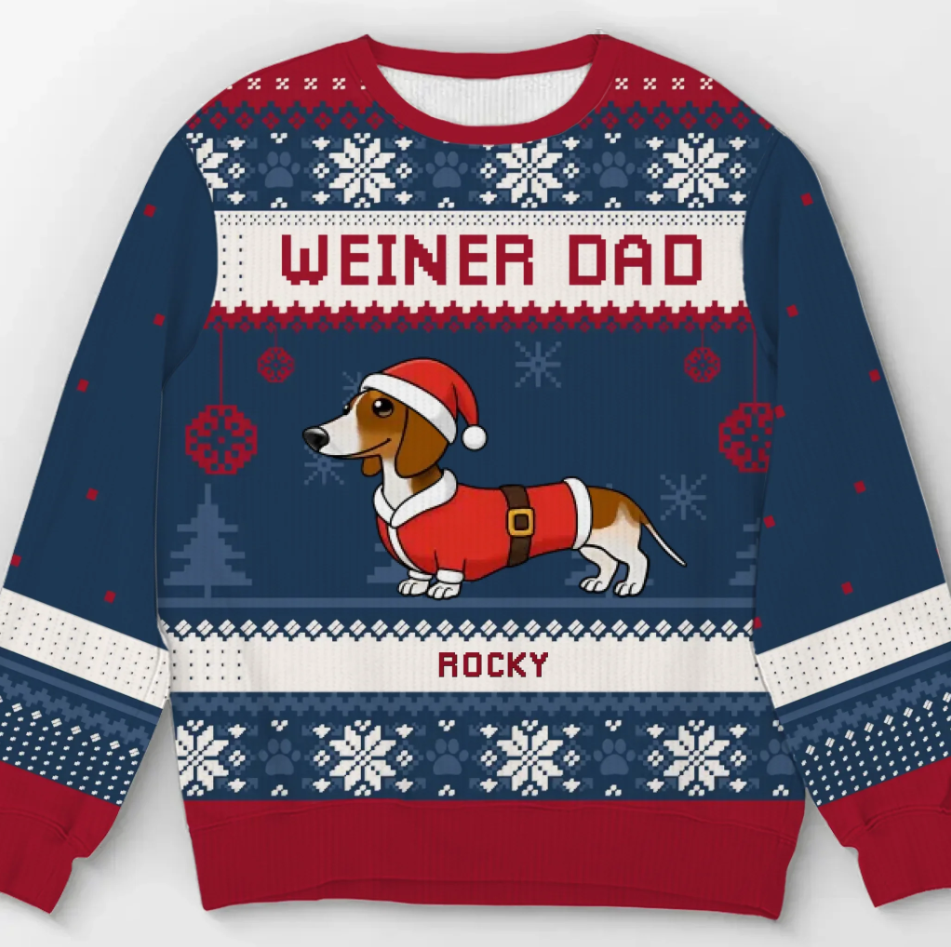 Weiner Dog Mom/Dad Christmas - Personalized Ugly Sweater